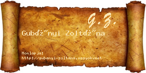 Gubányi Zoltána névjegykártya